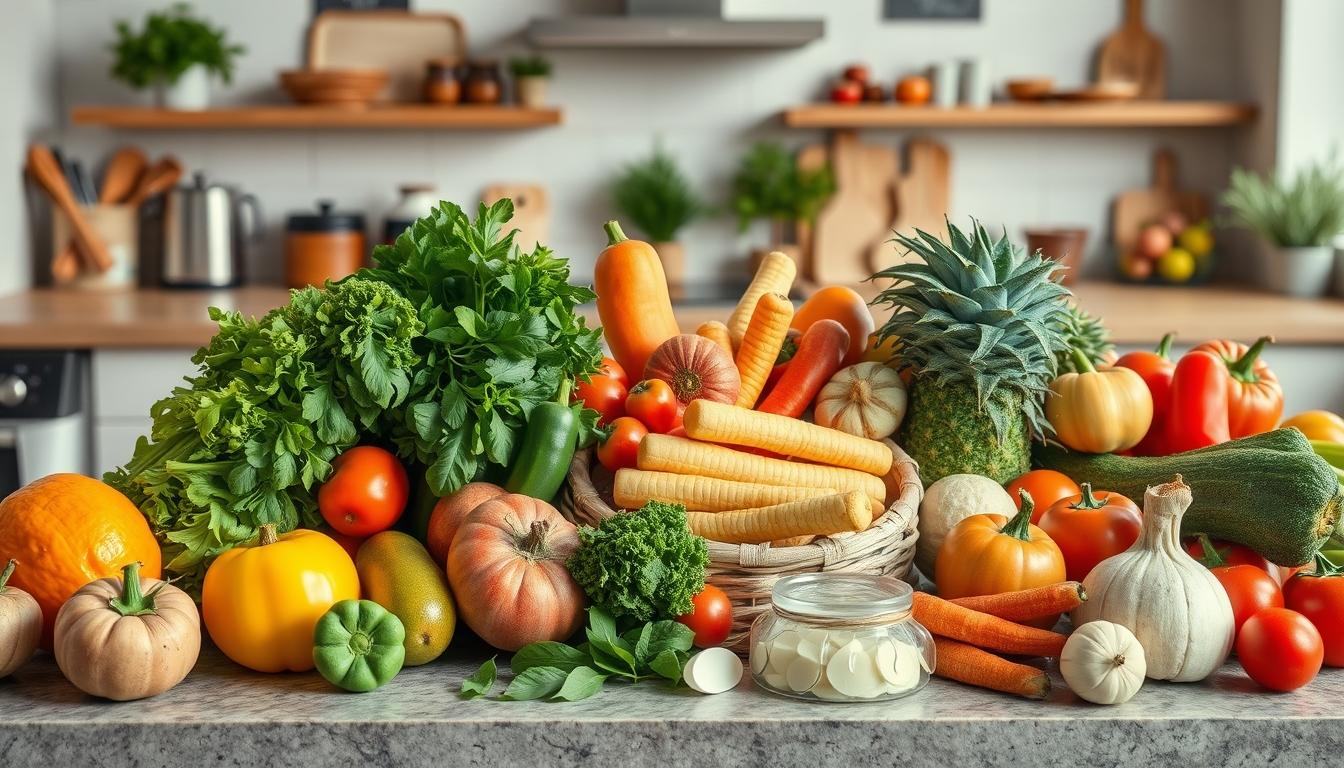 Ingredients prepared for a simple home dinner